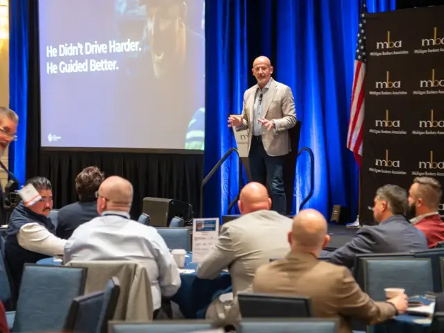 Steve Lowisz speaking at the Michigan Bankers Association