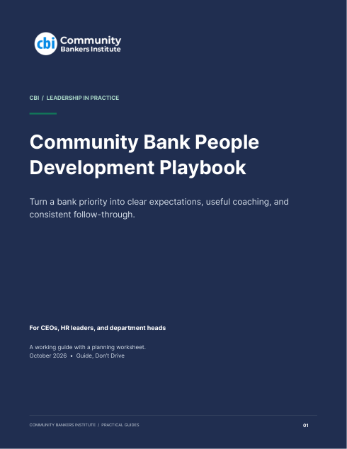 Community Bank People Development Playbook cover